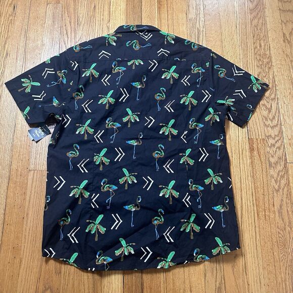 Artistry in Motion Shirt Mens L Button Down S/S Black Flamingo Slim Fit NWT - Picture 3 of 8